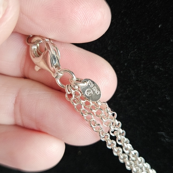 Sterling silver Estate italian silver 925 Italy brushed disc  3 chain necklace - Picture 7 of 10